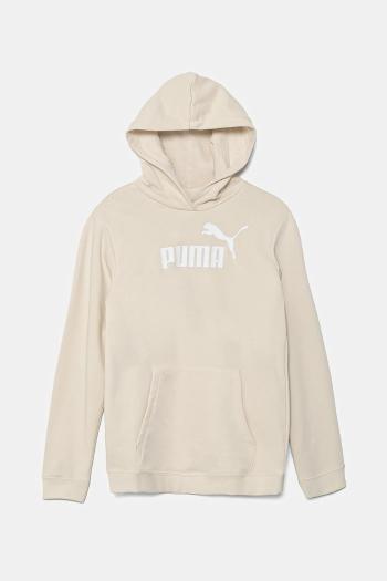 Detská mikina Puma ESS No. 1 Logo Hoodie TR béžová farba, s kapucňou, s potlačou, 684897