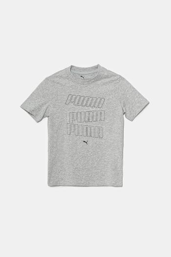 Detské bavlnené tričko Puma ESS LOGO LAB HOG Tee šedá farba, s potlačou, 685788