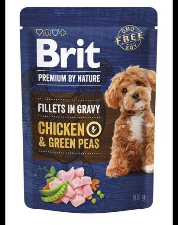 BRIT Premium By Nature Dog Fillets in Gravy 24x85g hrana umeda caini, pui si mazare verde in sos