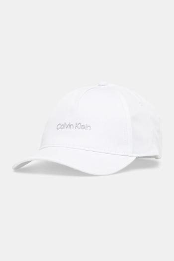 Bavlnená šiltovka Calvin Klein biela farba, jednofarebná, K60K610525
