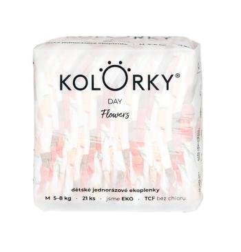 KOLORKY DAY Jednorázové eko plenky vel. M 5-8 kg 21 ks květy