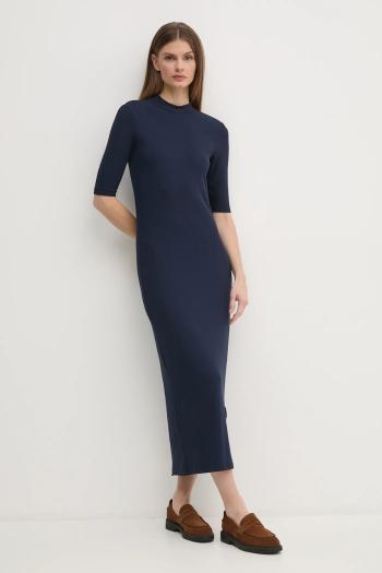 Šaty Tommy Hilfiger tmavomodrá farba, midi, priliehavé, WW0WW44430