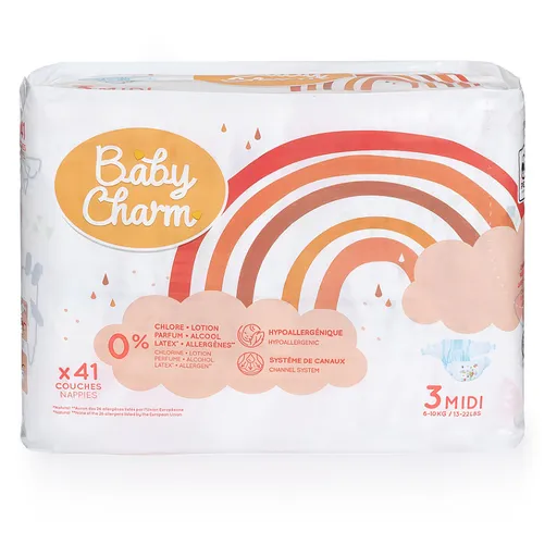 BABY CHARM Super Dry Flex Midi vel.3 plienky 4 až 9 kg 41 ks