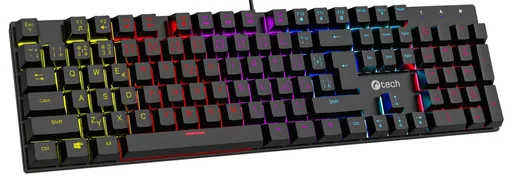 C-TECH mechanická klávesnica Morpheus, casual gaming, CZ/SK, červené spínače, RGB podsvietenie, USB