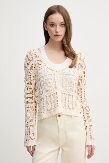 Bavlnený kardigán Pepe Jeans OLYMPIA dámsky, béžová farba, tenký, PL702273