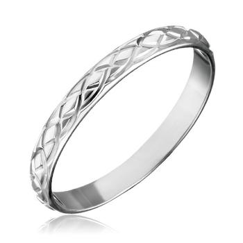 Strieborný prsteň 925 - prepletané gravírované slzy - Veľkosť: 53 mm