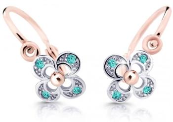 Cutie Jewellery Detské náušnice z ružového zlata C2200-10-X-4 svetlo zelená