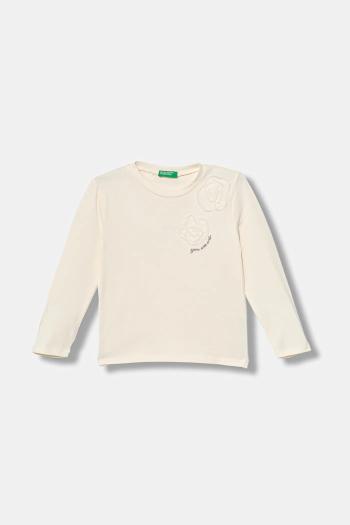 Detské tričko s dlhým rukávom United Colors of Benetton béžová farba, 3P4ZG10KP