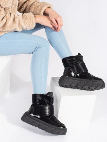 Trendy čierne snehové topánky pre ženy na platforme
