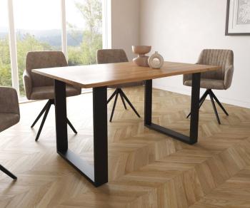Jedálenský stôl Edge 140x90 prírodná akácia tenká podnož čierna Live