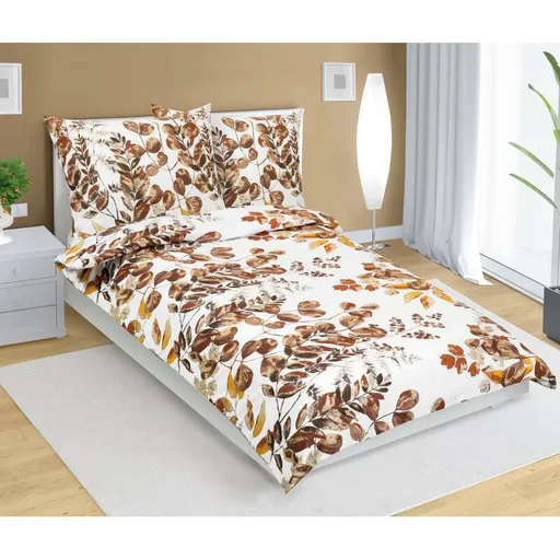 Bellatex Bavlnené obliečky Lupení hnedá, 140 x 200cm, 70 x 90 cm, 140 x 200 cm, 70 x 90 cm