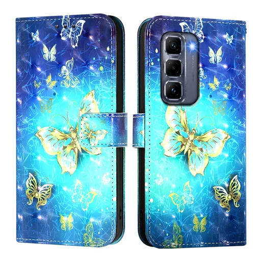 ART Peňaženkový kryt pre Infinix Hot 50 Pro+ GOLDEN BUTTERFLY