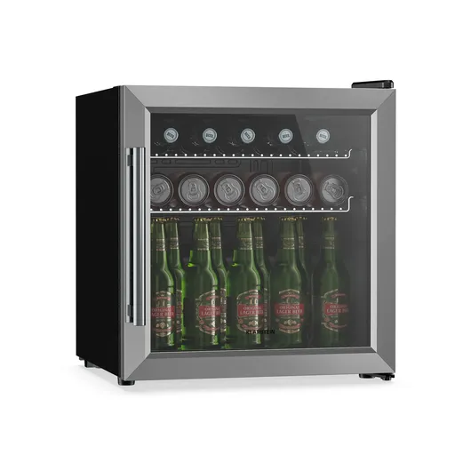 Klarstein Beersafe chladnička na nápoje so sklenenými dverami | 44 x 48 cm | Vnútorné LED osvetlenie | Strieborná
