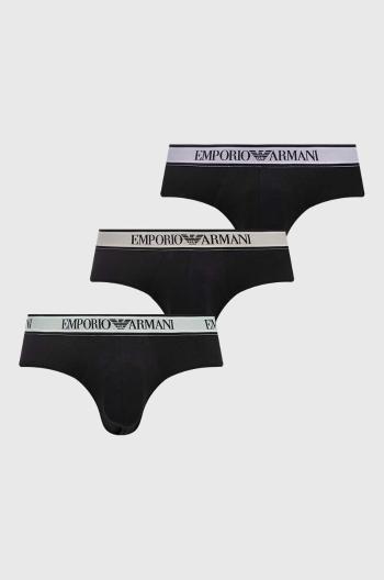 Slipy Emporio Armani Underwear 3-pak pánske, čierna farba, 111734 4R717