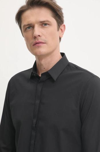 Košeľa Calvin Klein pánska, čierna farba, slim, s klasickým golierom, K10K109891
