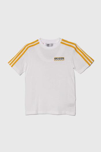 Detské bavlnené tričko adidas Originals biela farba, s nášivkou