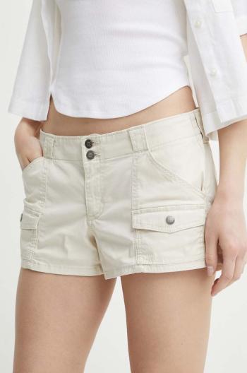 Šortky Hollister Co. dámske, béžová farba, jednofarebné, vysoký pás, KI349-4192-178