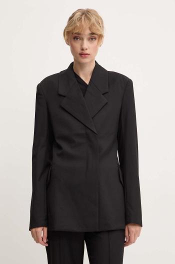 Sako s prímesou vlny Remain Fitted Blazer čierna farba, dvojradové, jednofarebné, 501915100