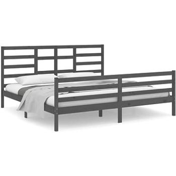 Rám postele sivý masívne drevo 200 × 200 cm, 3105882