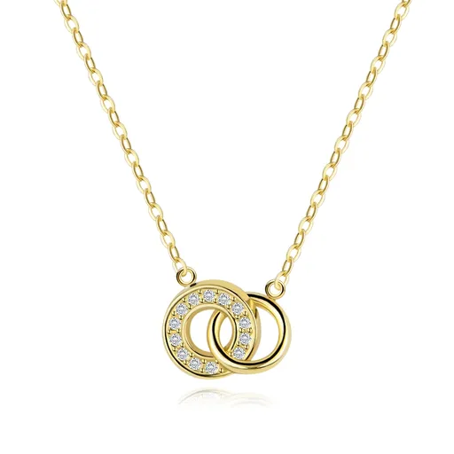 Zlatý náhrdelník 9K s prepojenými kruhmi a zirkónmi