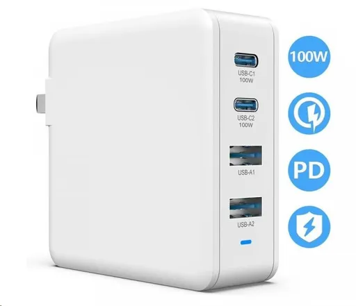 Viking nabíjačka USB GaN 100W, podpora PD3.0 a QC4+, biela