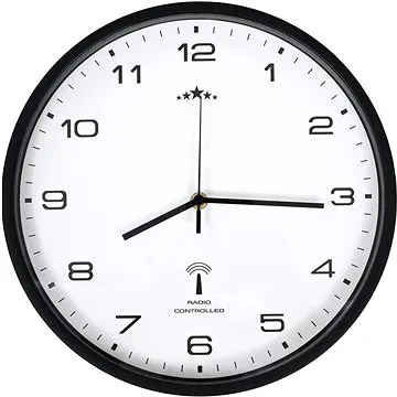 Rádiom riadené nástenné hodiny Quartz 31 cm bieločierne (695,45)
