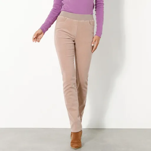 Rovné menčestrové nohavice s pružným pásom