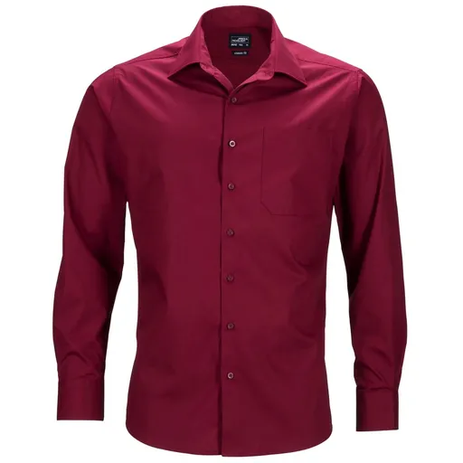 James & Nicholson (Daiber) Pánska košeľa s dlhým rukávom JN642 - Vínová | 2XL