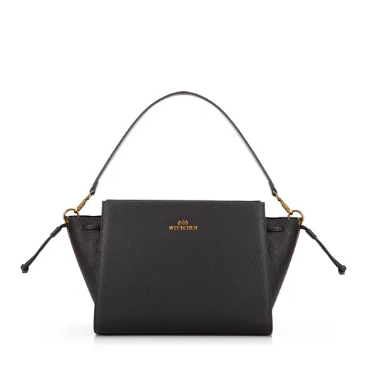 Kožená kabelka so šnúrkami tmavohnedý 100-4E-204-4