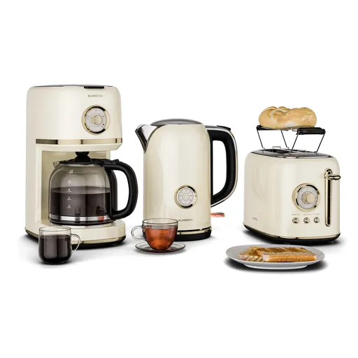 Klarstein Victoria raňajaková sada, hriankovač, kanvica a kávovar