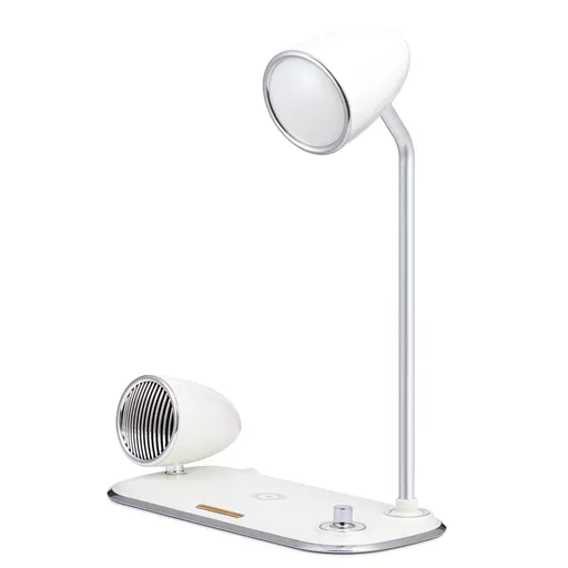 WG - Led lampička s bezdrôtovým nabíjaním a bluetooth speakerom WG Retro Kathie, biela