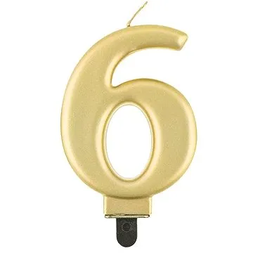 Narodeninová sviečka na tortu – 6 – metalická zlatá – 8 cm (5902973124378)