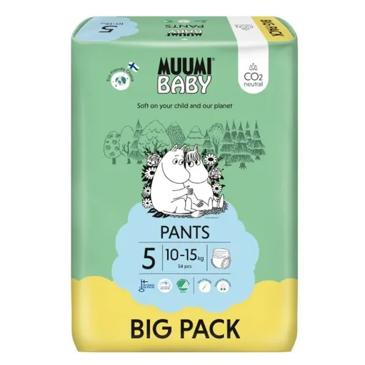 MUUMI BABY Walkers 5 Maxi+ 10-15 kg nohavičkové eko plienky 54 ks