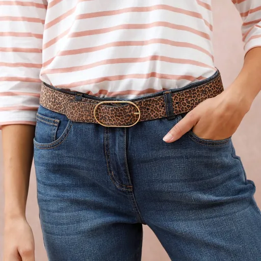 Opasok z koženej usene s leopardím vzorom