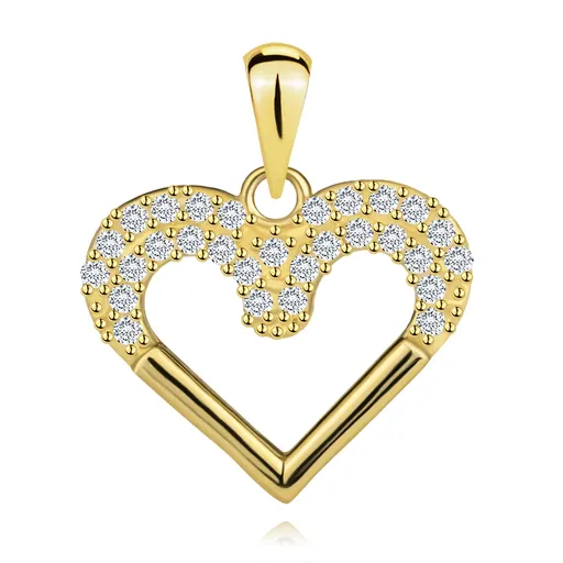 Zlatý prívesok 9K srdce s dvojitou líniou zirkónov