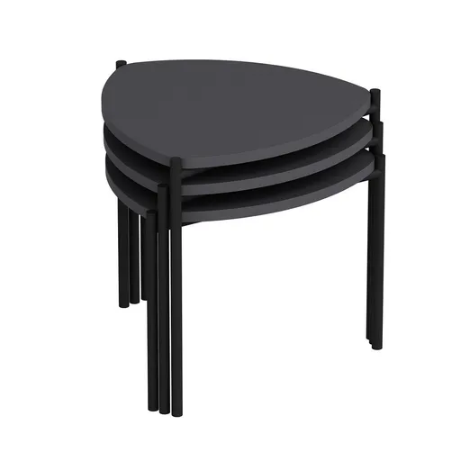 Súprava odkladacích stolíkov Lenny Anthracite, 3 ks