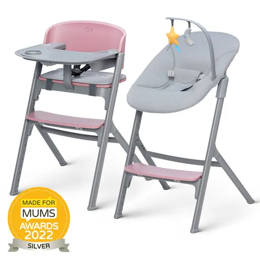 KINDERKRAFT Set jedálenská stolička Livy Aster Pink + lehátko Calmee,KINDERKRAFT SELECT Set jedálenská stolička Livy Aster Pink + lehátko Calmee, Prem