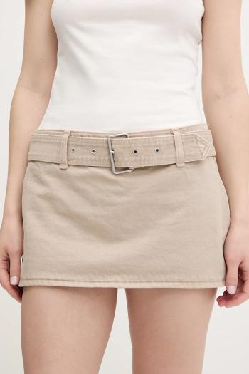 Džínsová sukňa a nohavice Abercrombie & Fitch béžová farba, mini, rovný strih, KI143-5308