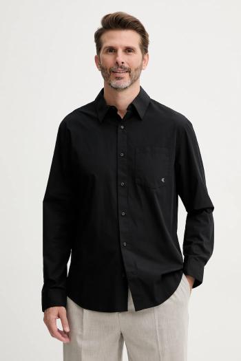 Bavlnená košeľa Calvin Klein Jeans pánska, čierna farba, regular, s klasickým golierom, LV040QM160