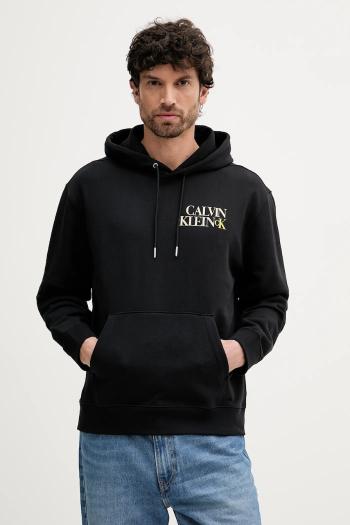 Mikina Calvin Klein Jeans čierna farba, s kapucňou, s potlačou, LV04RC283G