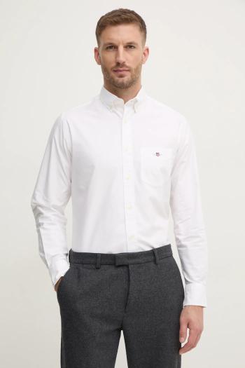 Bavlnená košeľa Gant pánska, biela farba, regular, s golierom button-down, 3000200