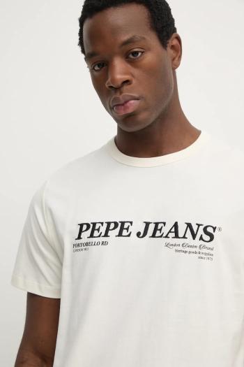 Bavlnené tričko Pepe Jeans DYLAN TEE pánsky, béžová farba, s potlačou, PM509728