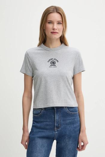 Bavlnené tričko Tommy Jeans dámske, šedá farba, DW0DW20317