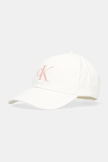 Bavlnená šiltovka Calvin Klein béžová farba, s nášivkou, LV04K5026G