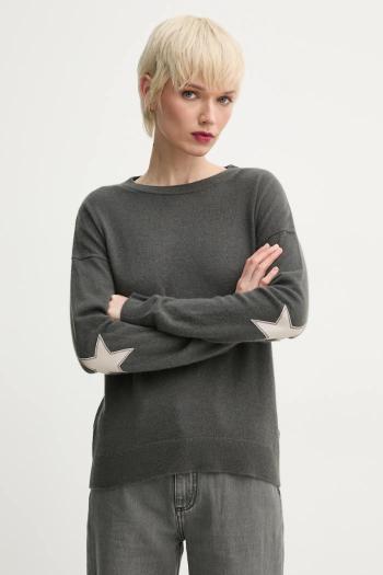 Kašmírový sveter ZADIG&VOLTAIRE dámsky, šedá farba, tenký, KWSW00064