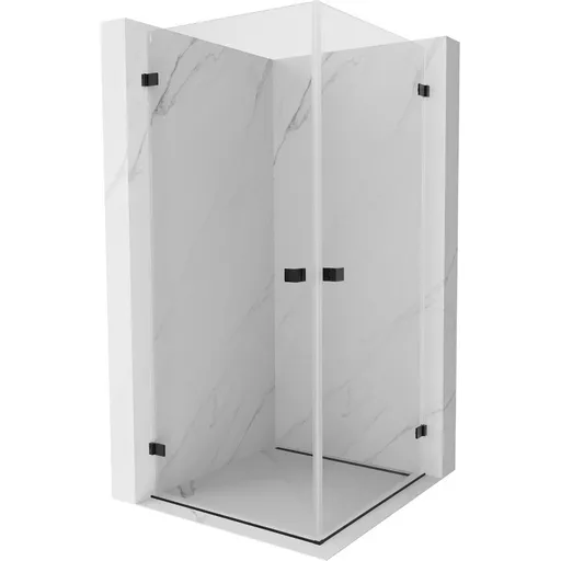 MEXEN/S - Lunar-B Duo sprchovací kút dvere krídlové 75 x 75, transparent, čierna 832-075L-075P-70-00