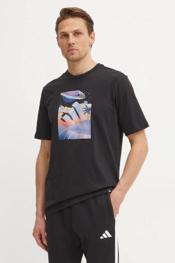 Bavlnené tričko adidas M ALL DAY I TEE pánske, čierna farba, s potlačou, JI9417