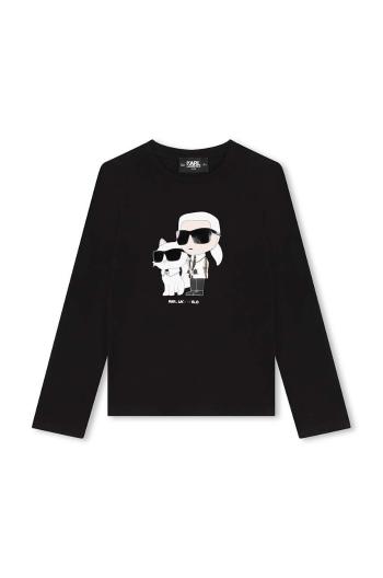 Detské tričko s dlhým rukávom Karl Lagerfeld čierna farba, Z30209