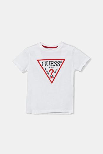 Detské bavlnené tričko Guess biela farba, s nášivkou, N4YI37 K8HM4