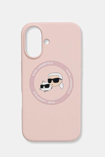 Puzdro na mobil Karl Lagerfeld iPhone 16 ružová farba, KLHMP16SSKCHTCP